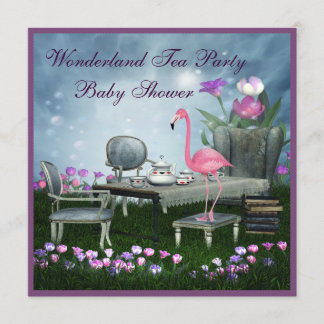 Invitation Baby shower du Tea Party de Pink Flamant rose Wond
