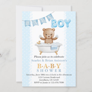 Invitation Baby shower du temps de bain de l'ours en peluche