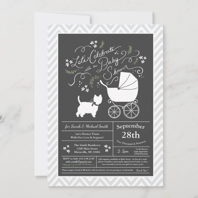 Invitation Baby shower du Terrier des Hautes-Terres-de-l'Oues (Devant)