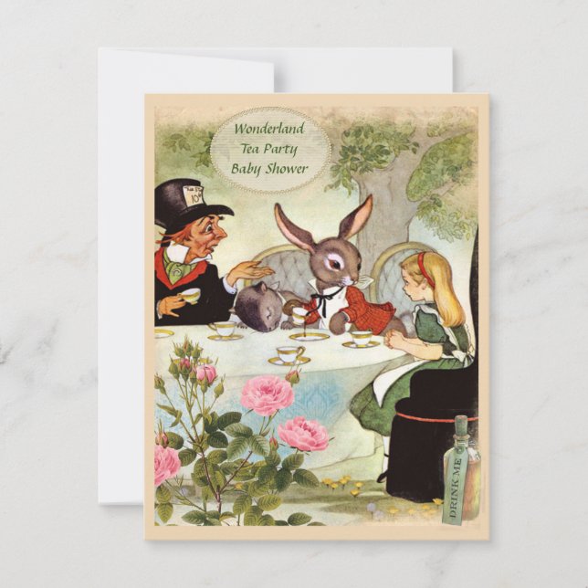 Invitation Baby shower du thé du chapelier fou (Devant)