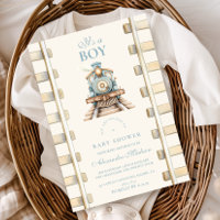 Baby shower du train Blue Watercolor