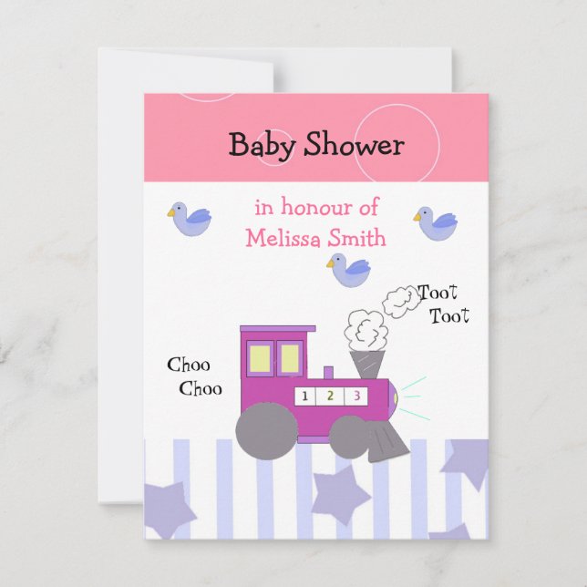 Invitation Baby shower du train Choo Choo (Devant)