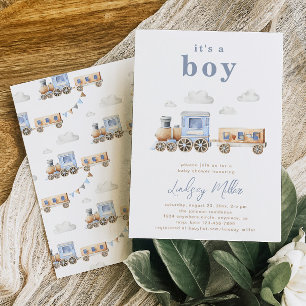 Invitation Baby shower du train Watercolor