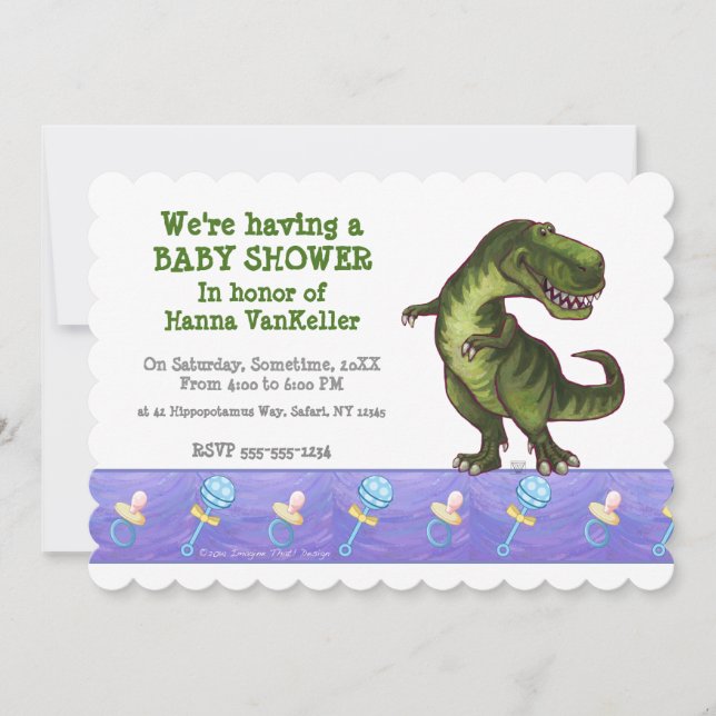 Invitation Baby shower du Tyrannosaurus (Devant)