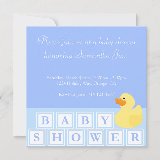 Invitation Baby shower Duck vertical (Devant)