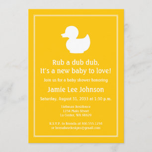 Invitation Baby shower Duckie en caoutchouc jaune