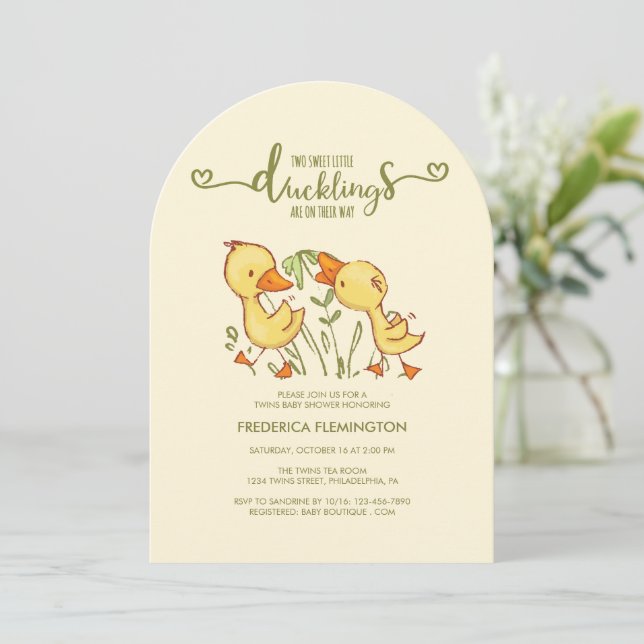 Invitation Baby shower Duckkling Twins (Debout devant)