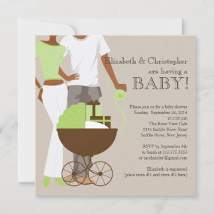 Invitation Baby shower d'un couple afro-américain neutre entr