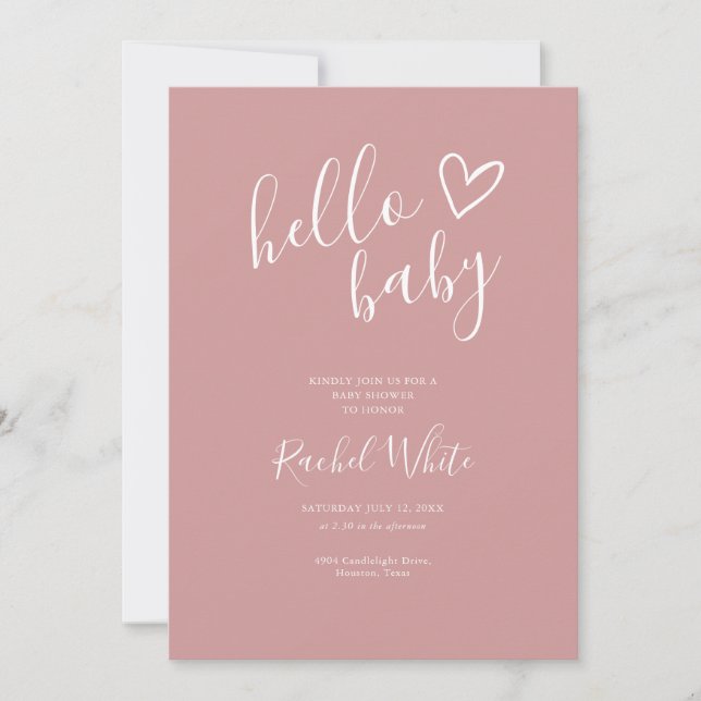 Invitation Baby Shower Dusty Rose Code QR Fille (Devant)