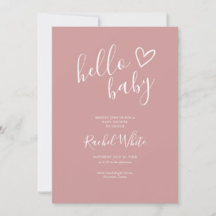 Invitation Baby Shower Dusty Rose Code QR Fille