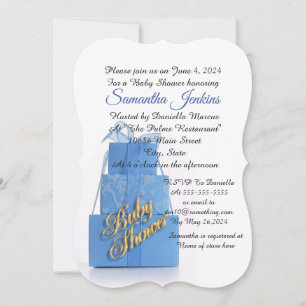Invitation Baby shower E=Invitation Boy blue packages