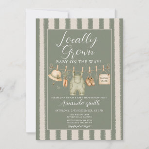Invitation Baby-Shower « Éclosion Locale » Genre Prépa Rayure