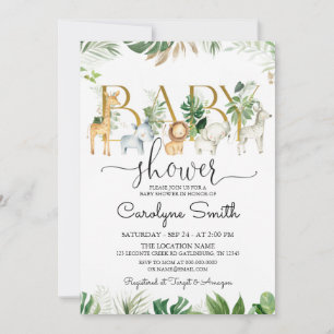 Invitation Baby shower écologique chic Safari Animaux