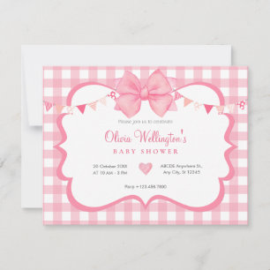 Invitation Baby shower écossais rose pastel