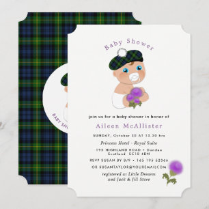 Invitation Baby shower écossais Tartan Thistle Flower Cute