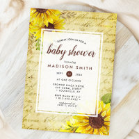 Baby Shower Écriture Tournesol Vintage