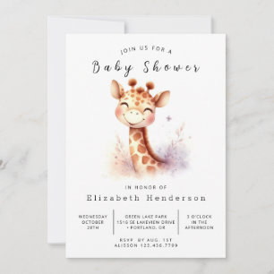 Invitation Baby shower élégant à Giraffe