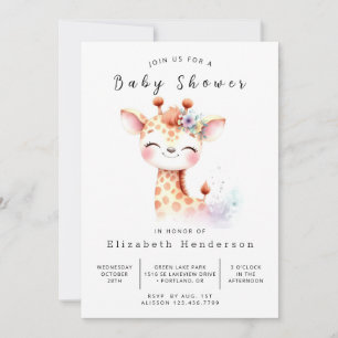 Invitation Baby shower élégant à Giraffe