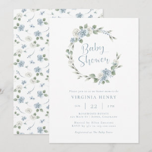 Invitation Baby-Shower Élégant à Motif Floral