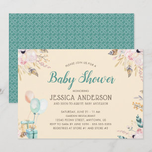 Invitation Baby Shower Élégant Aquarelle Bohème