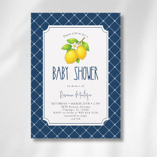 Invitation Baby Shower élégant au citron en nœud papillon sur