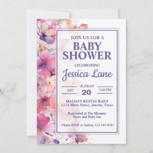 Invitation Baby-Shower Élégant aux Fleurs Pastel