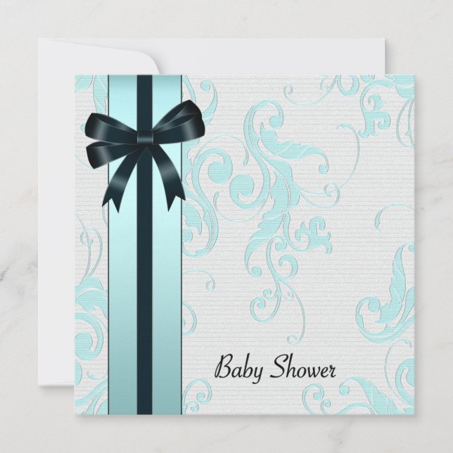 Invitation Baby Shower Élégant Bleu Turquoise (Devant)