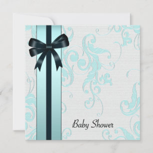 Invitation Baby Shower Élégant Bleu Turquoise