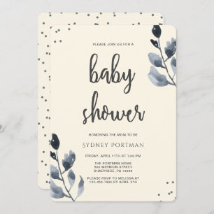 Invitation Baby shower Elegant Botanique avec Confetti