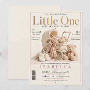 Invitation Baby-Shower Élégant de Couverture de Magazine