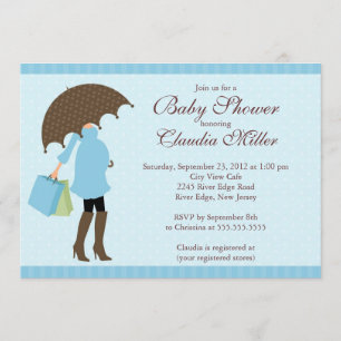 Invitation Baby shower élégant de garçon de chariot de