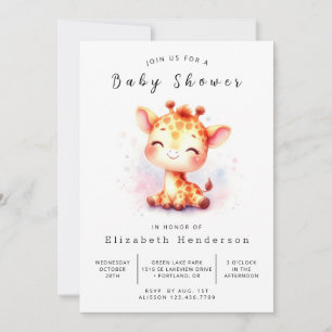 Invitation Baby shower élégant de girafe à imprimer