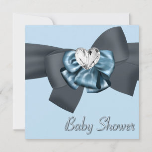 Invitation Baby shower élégant de la Bow noire bleue