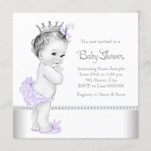 Invitation Baby shower élégant de lavande et d'argent