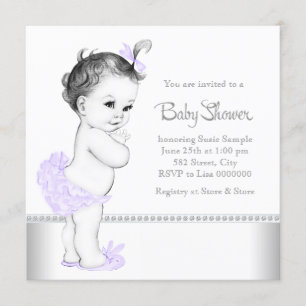 Invitation Baby shower élégant de lavande et d'argent
