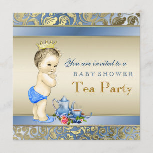 Invitation Baby shower élégant de thé de garçons de bleu et