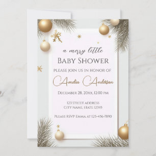 Invitation Baby shower élégant du nouvel an Design Gold