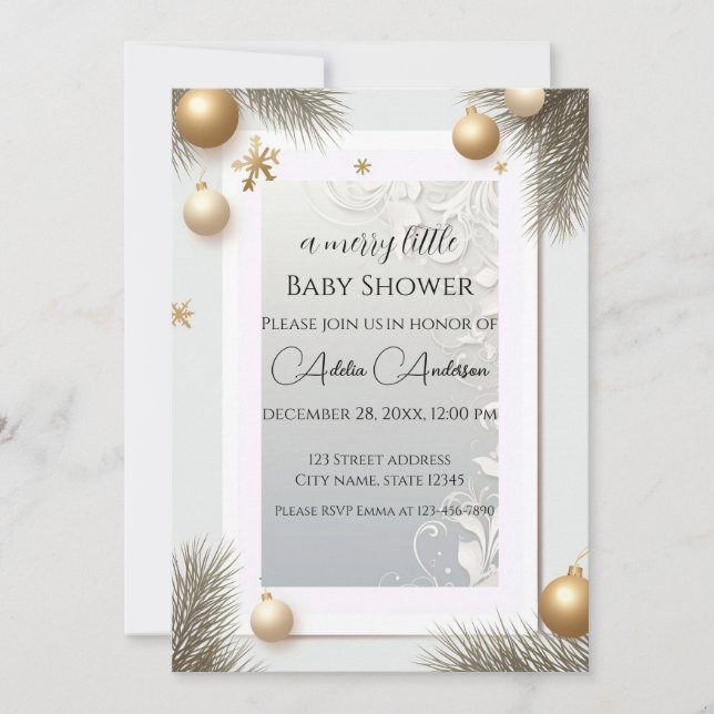 Invitation Baby shower élégant du nouvel an Design Gold (Devant)