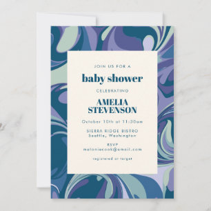 Invitation Baby shower élégant en marbre bleu Abstrait