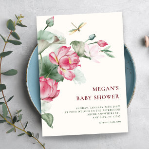 Invitation Baby shower élégant et floral en fleurs
