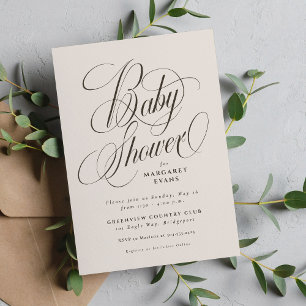 Invitation Baby shower élégant et neutre beige marron