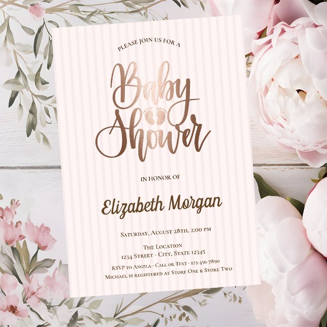 Invitation Baby Shower Élégant et Unique avec des Rayures en  (Créateur téléchargé)