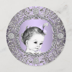 Invitation Baby Shower Élégant Fantaisie Violet et Argent pou