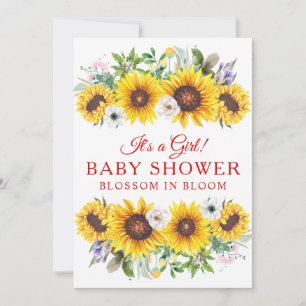 Invitation Baby shower élégant Fleur de tournesol jaune