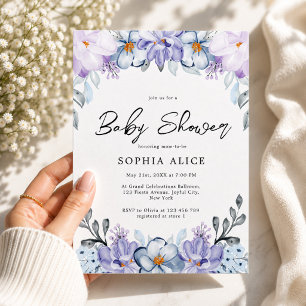 Invitation Baby-Shower Élégant Fleurs Aquarelle Rose