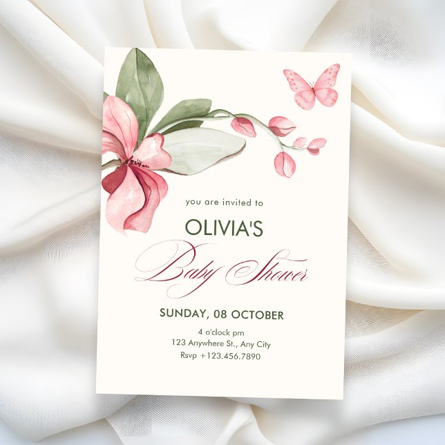 Invitation Baby shower élégant floral (Créateur téléchargé)