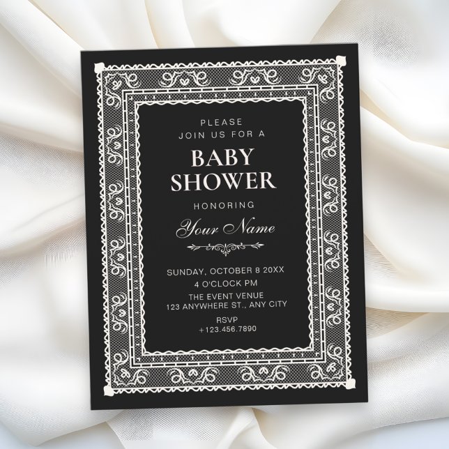 Invitation Baby shower élégant noir (Créateur téléchargé)