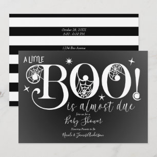 Invitation Baby-Shower élégant Noir & Blanc BOO