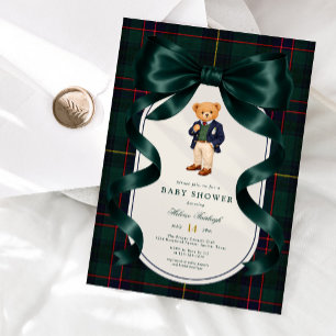 Invitation Baby shower élégant ourson polo