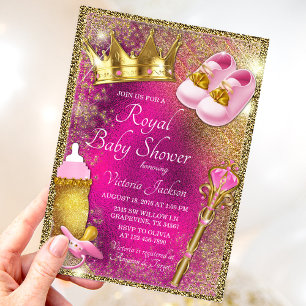 Invitation Baby shower Elegant Pink Gold Princess
